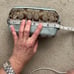Vintage 2007 Coach Monogram “C” Canvas + Leather Cosmetics Bag Brown / Baby Blue