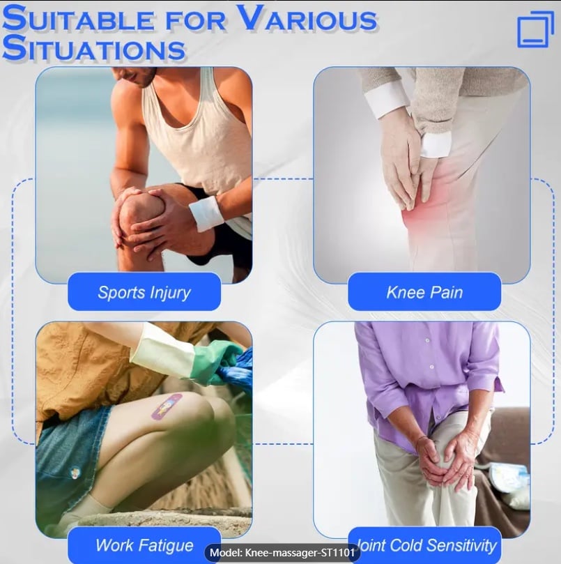 2024New 3-in-1 Cordless Knee Massager with Heat, Red Light and Massage