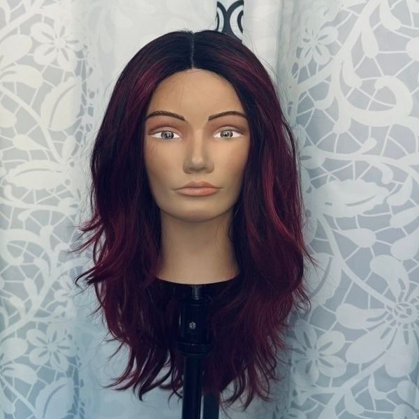 Unbranded Burgundy Lace Front Synthetic Wig Middle Part Size Average