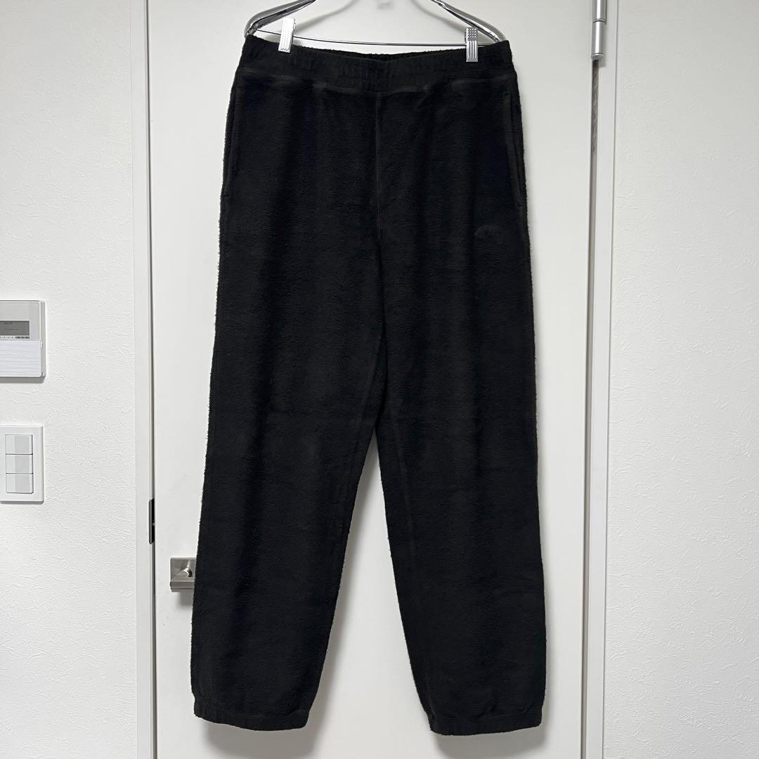 STUSSY logo embroidered inside out fleece sweatpants