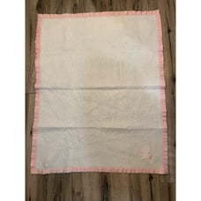 Vintage Baby Crib Blanket White Pink Satin Edge Bunny Embroidered Polyester USA