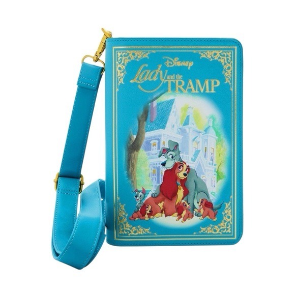 NEW Loungefly Disney Lady & The Tramp Book Crossbody Bag Purse