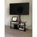 Modern 3-in-1 Flat TV Stand for TVs up to 65 inch, Black Glass Shelves with Swiv