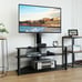 Modern 3-in-1 Flat TV Stand for TVs up to 65 inch, Black Glass Shelves with Swiv