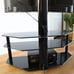 Modern 3-in-1 Flat TV Stand for TVs up to 65 inch, Black Glass Shelves with Swiv