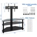 Modern 3-in-1 Flat TV Stand for TVs up to 65 inch, Black Glass Shelves with Swiv