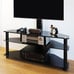 Modern 3-in-1 Flat TV Stand for TVs up to 65 inch, Black Glass Shelves with Swiv