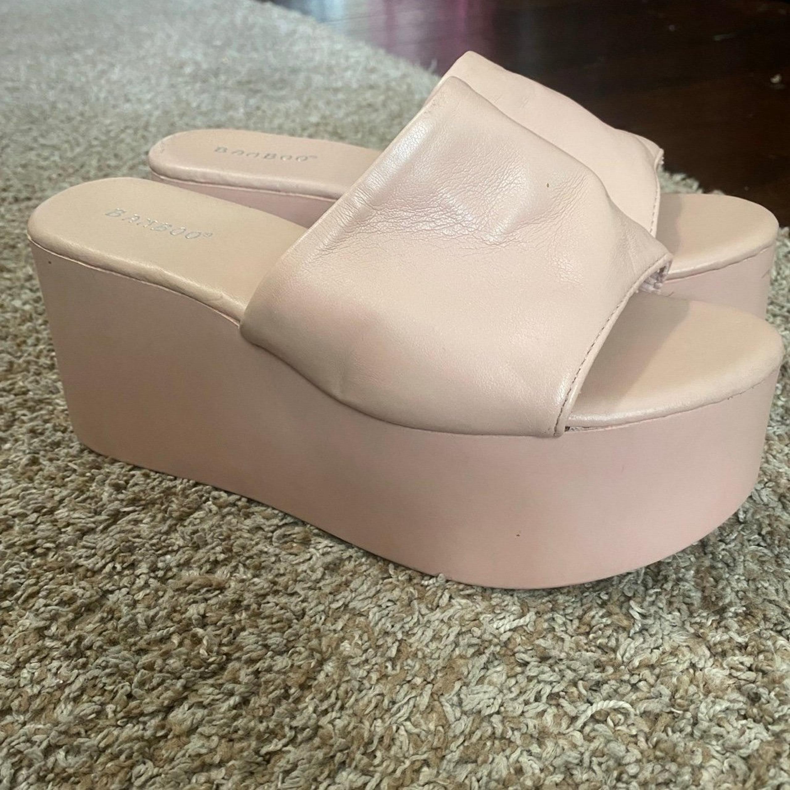 Bamboo platform slides dolls kill heel flip flop sandals from Dollskill i