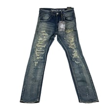 NWT Smugglers Moon Blue Distressed 5 Pocket Cotton Spandex Jeans Size 32X32