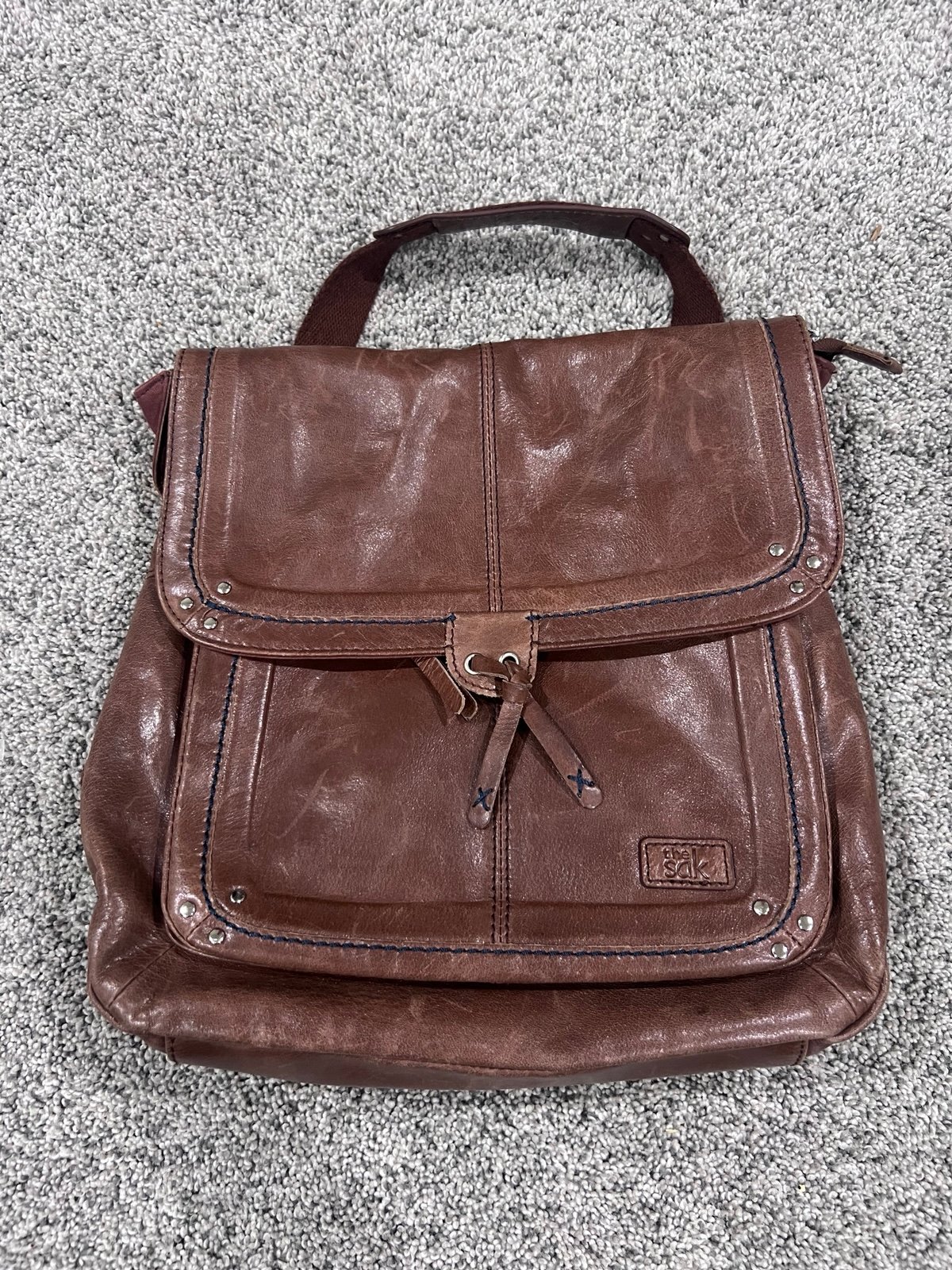 The Sak Ventura Convertible Backpack Shoulder Crossbody Bag Brown GenuineLeather