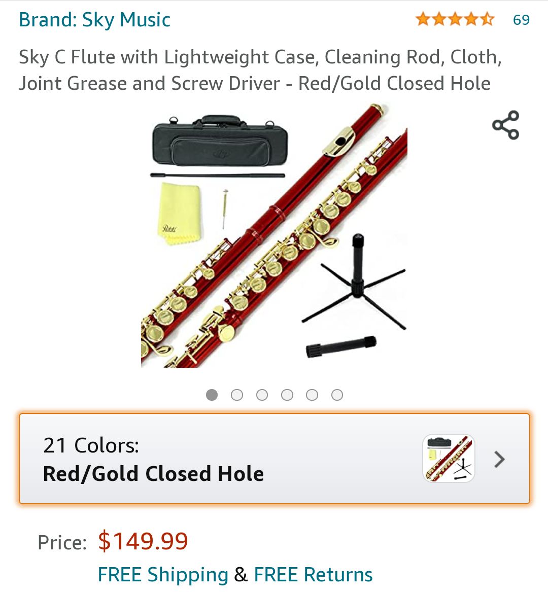 Red and gold flute