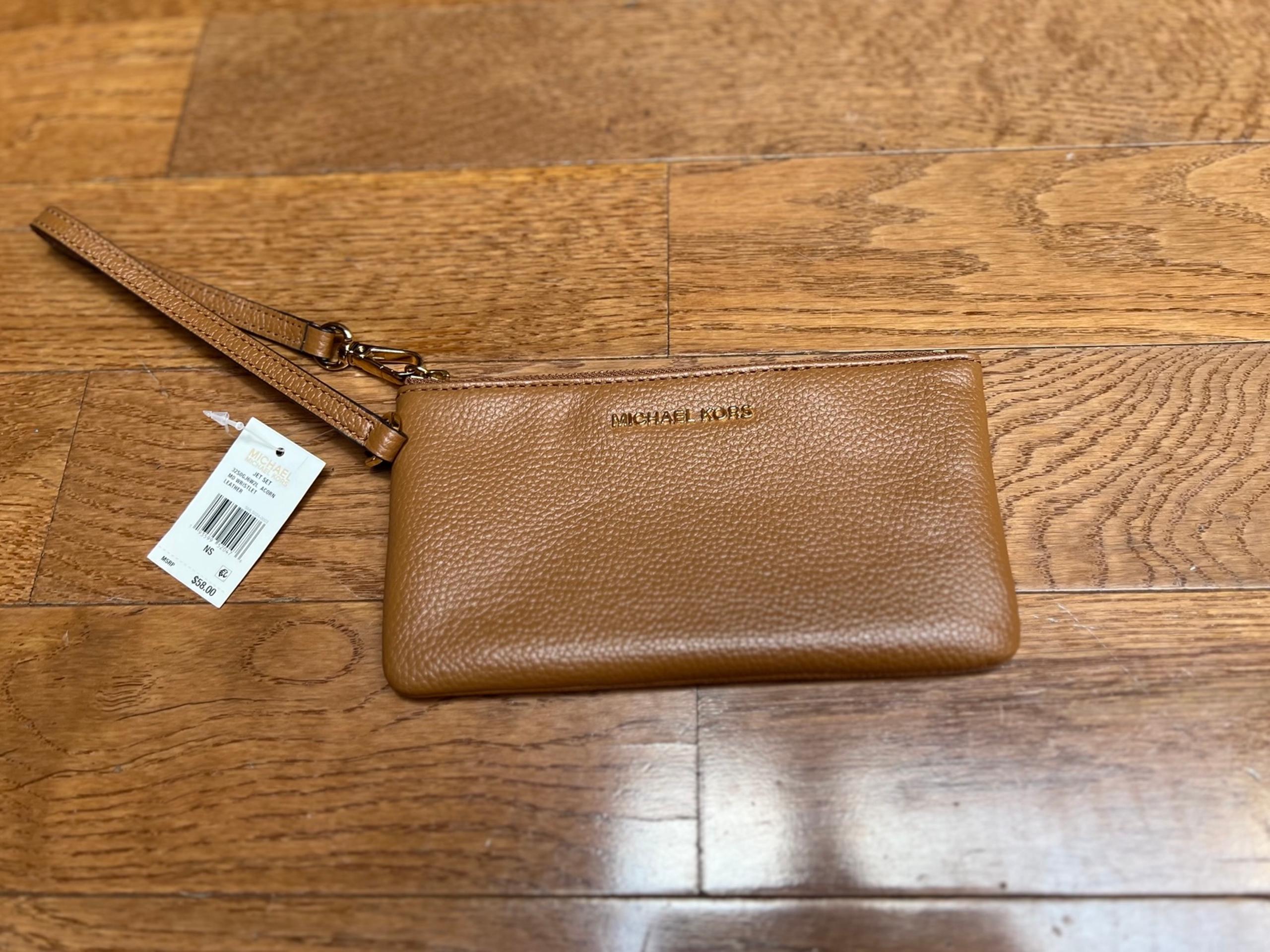 Acorn Leather Wristlet NWT - Michael Kors