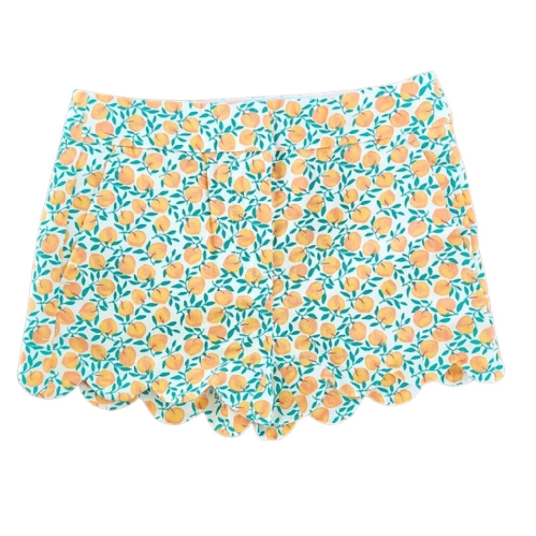 NWT J.Crew Factory Crewcuts Toddler Girls Peach Print Scallop Hem Shorts, Size 3