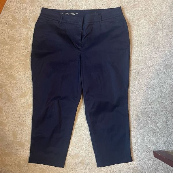 Talbots Women’s Navy Perfect Crop Curvy Pants Petite 12