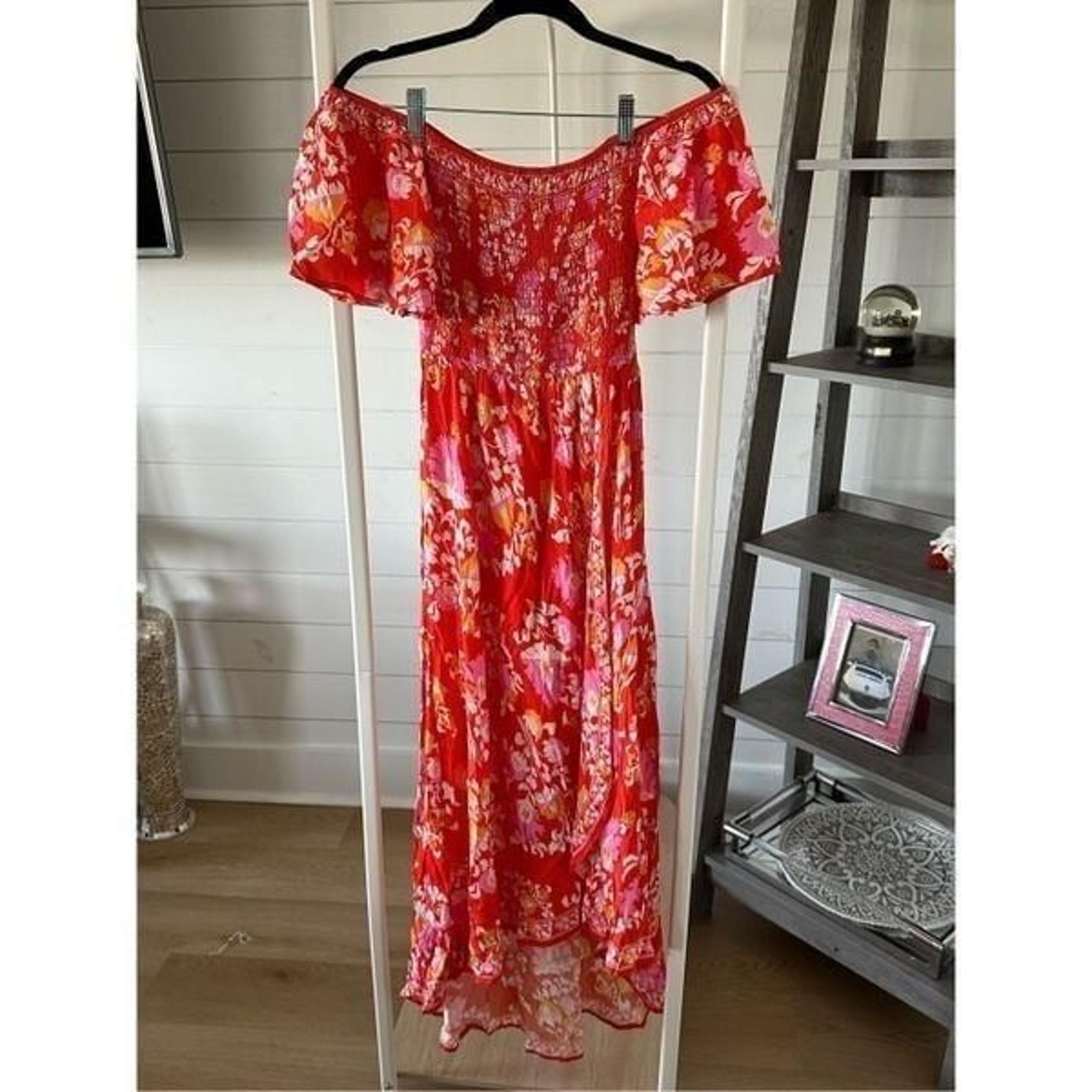 Flying Tomato peasant maxi dress Womens S Red Cottagecore Hippie Boho