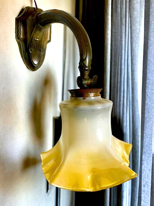 Antique Vintage Deco Wall Lamp Sconce Lighting Fixture Metal Art Glass Shade