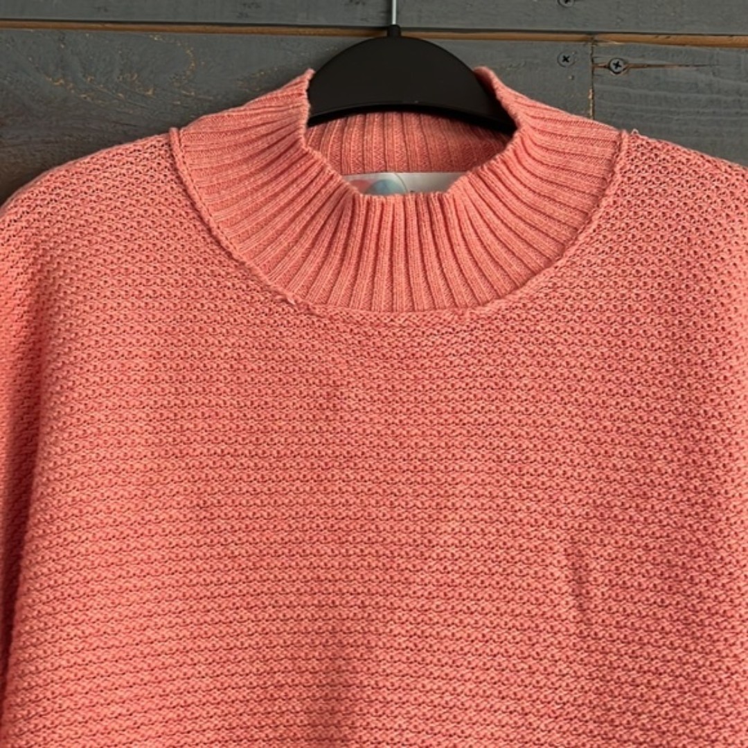 NEW hot Free People Beach Byron Pullover Oversized Sweater with Ties Coral S