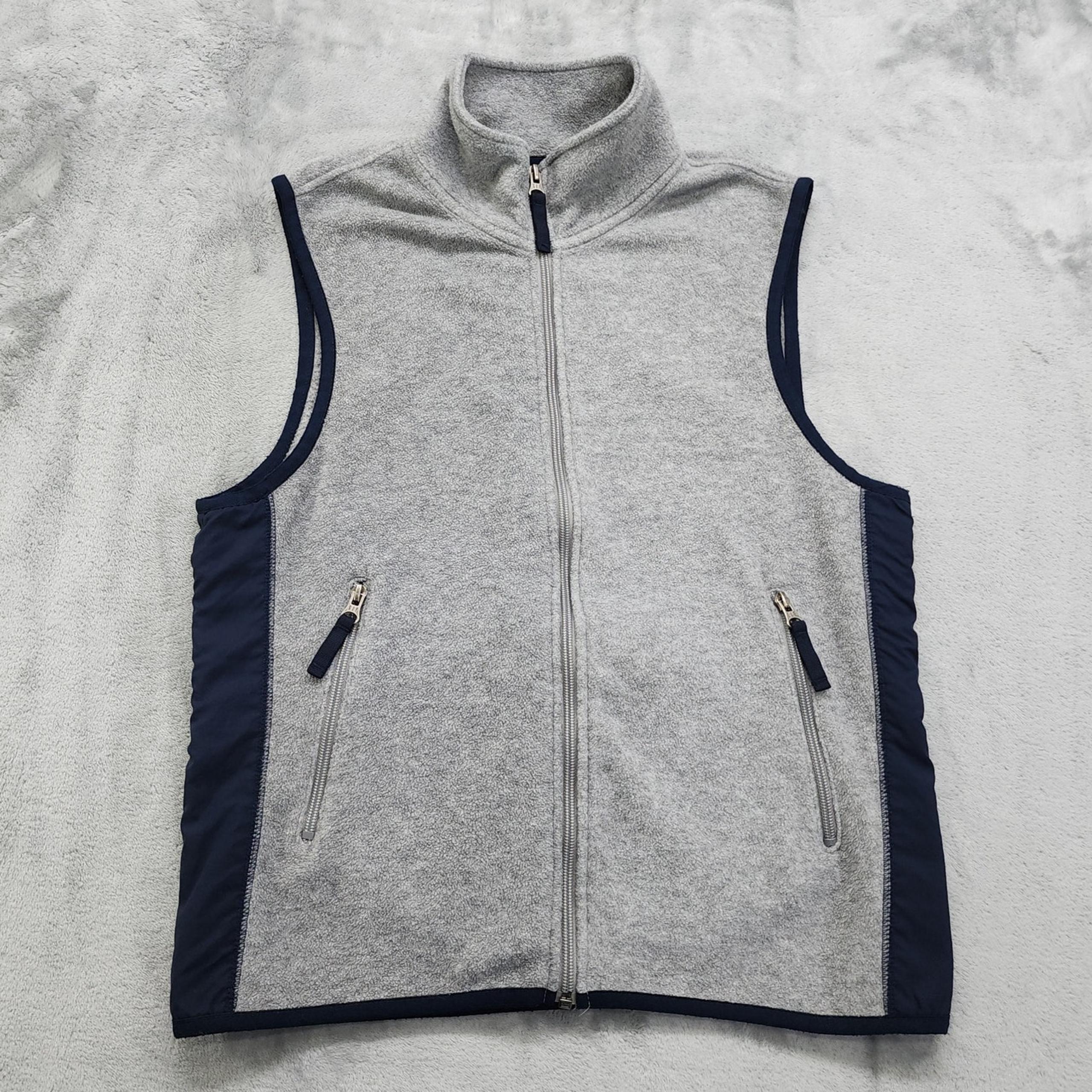 Vintage 90s Gap Vest Mens XS Gray Blue Fleece Full Zip Back Pocket Classic Retro