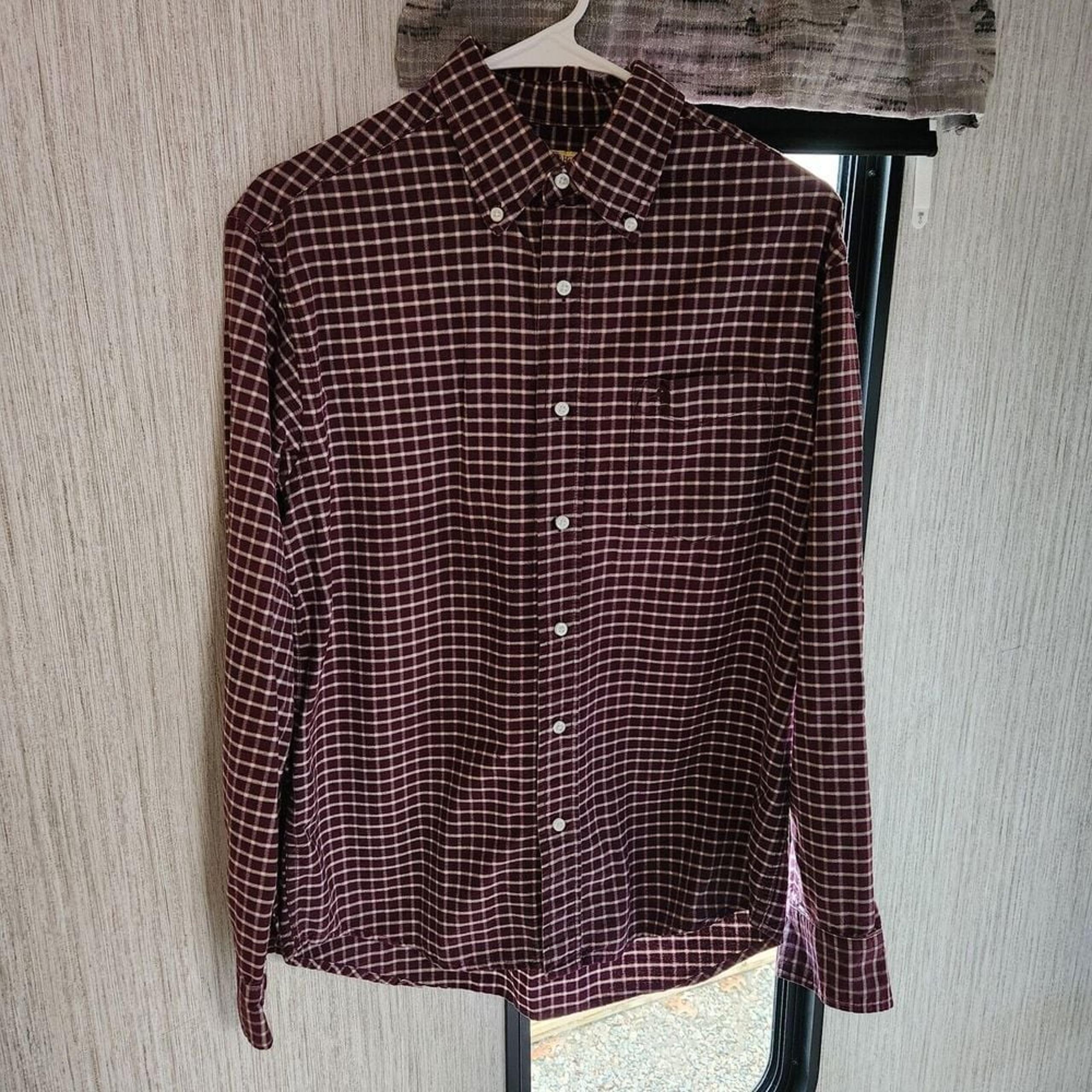 Vintage Duck Head Mens Size L Flannel Shirt Plaid Green Red Cotton Button Down