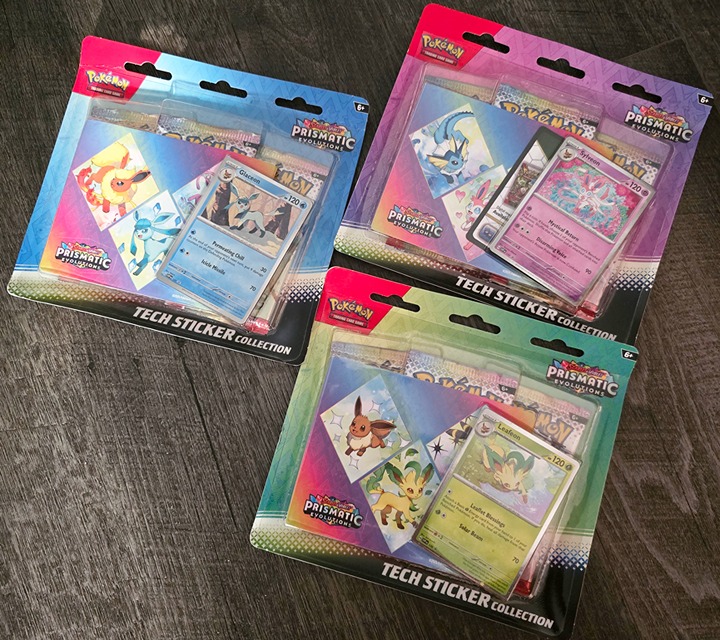 Pokemon TCG: Scarlet & Violet—Prismatic Evo Tech Sticker Collection - LOT OF 3