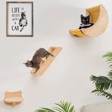 3 Pcs Wall Mounted Cat Climbing Frame, Solid Wood Cat Climbing Frame Cat-njkl