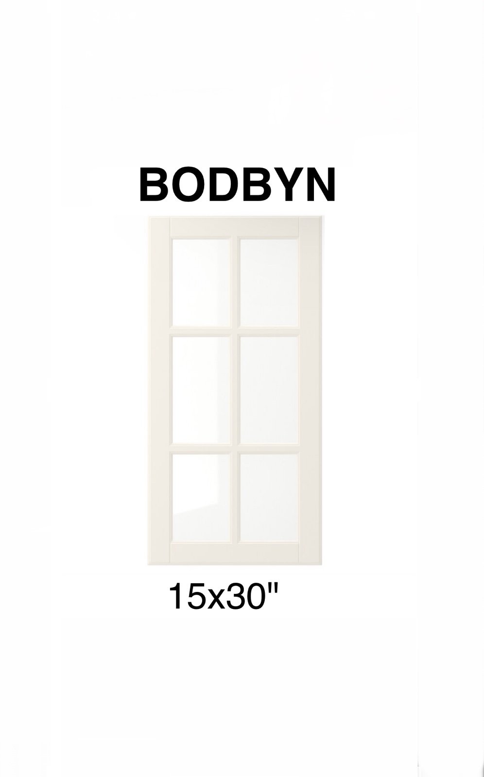 IKEA BODBYN 15x30 glass Door, off-white 004.850.16 for kitchen SEKTION cabinet
