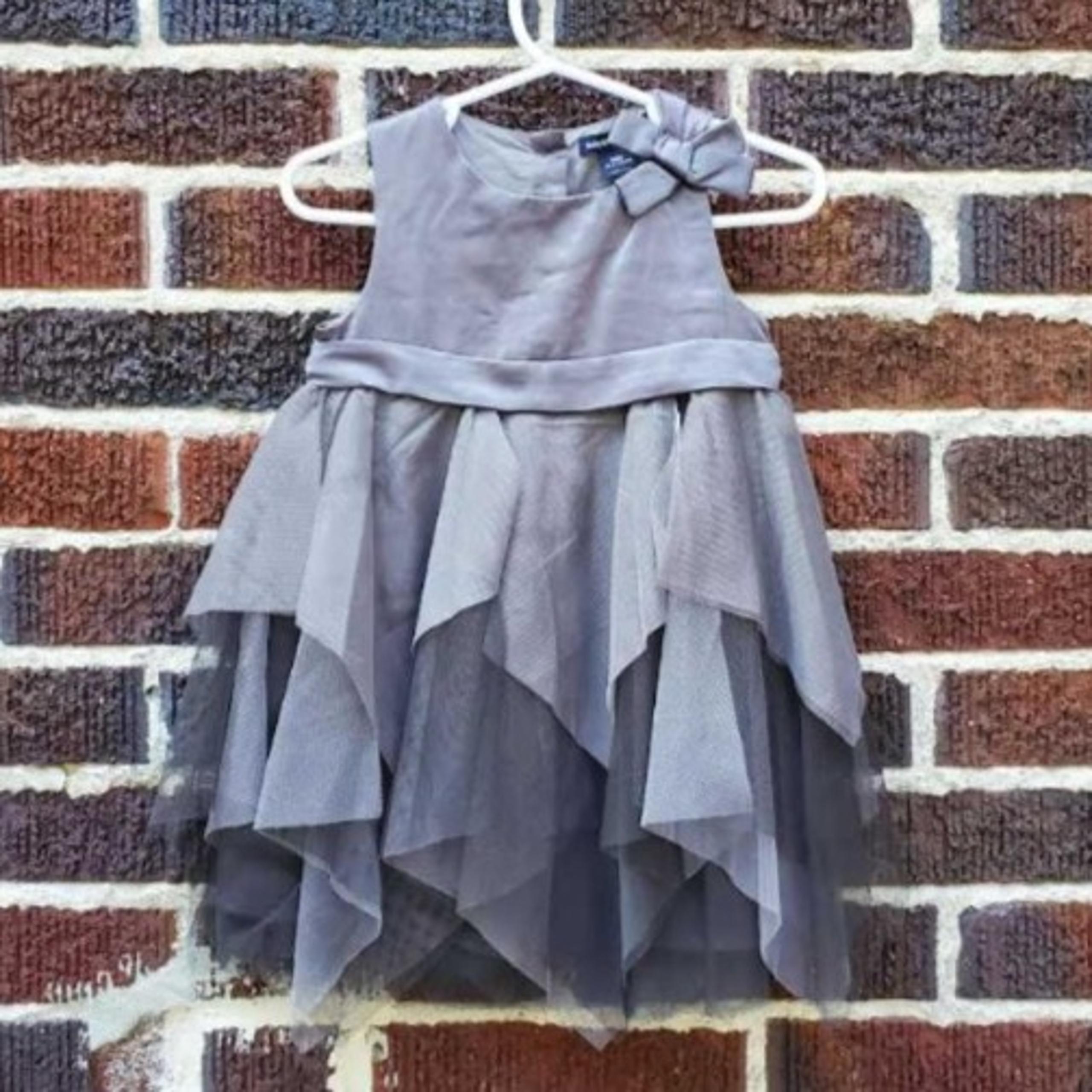 Girl's 18-24 months Baby Gap gray satin & velvet tulle dress