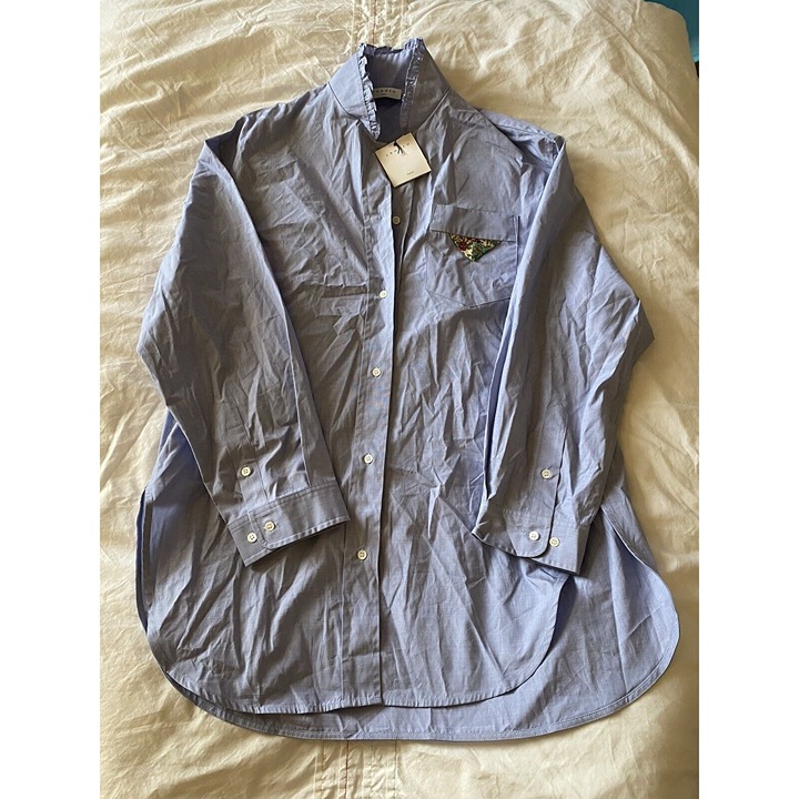 sandro paris womens bleu ciel long sleeve button up shirt size 0 295