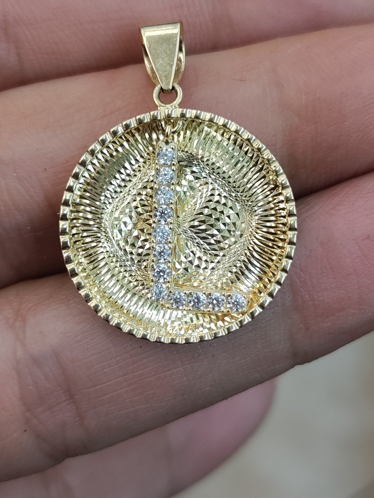 14k gold initial letter L charm