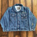 Pepe Jeans London Jean Jacket Women's Large Y2K Blue Denim Yellow Embroidered