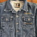 Pepe Jeans London Jean Jacket Women's Large Y2K Blue Denim Yellow Embroidered