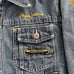 Pepe Jeans London Jean Jacket Women's Large Y2K Blue Denim Yellow Embroidered
