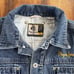 Pepe Jeans London Jean Jacket Women's Large Y2K Blue Denim Yellow Embroidered