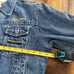 Pepe Jeans London Jean Jacket Women's Large Y2K Blue Denim Yellow Embroidered