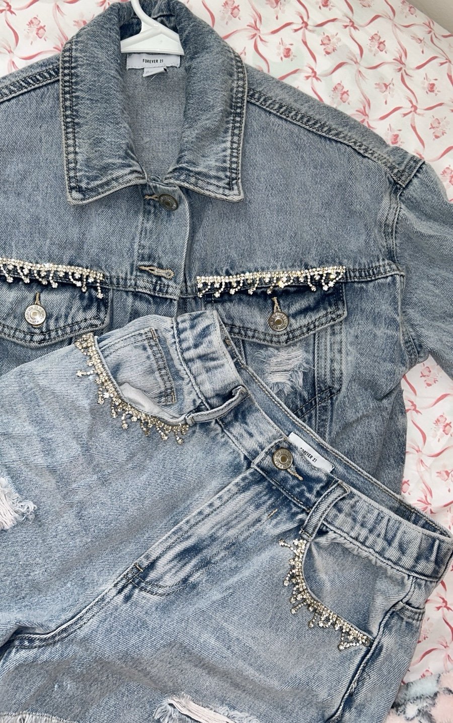Denim Jacket & Shorts Rhinestones