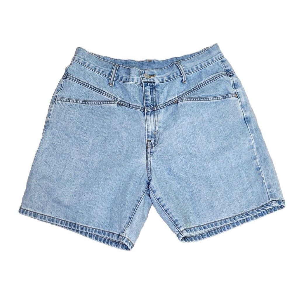 Vintage Y2K Levis Womens 12 Light Wash Denim Jean Shorts 7 In Slant Pockets