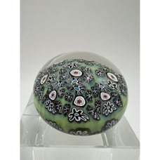 Murano Millefiori Art Glass Paperweight Signed VTG