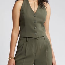 open edit olive green halter vest top