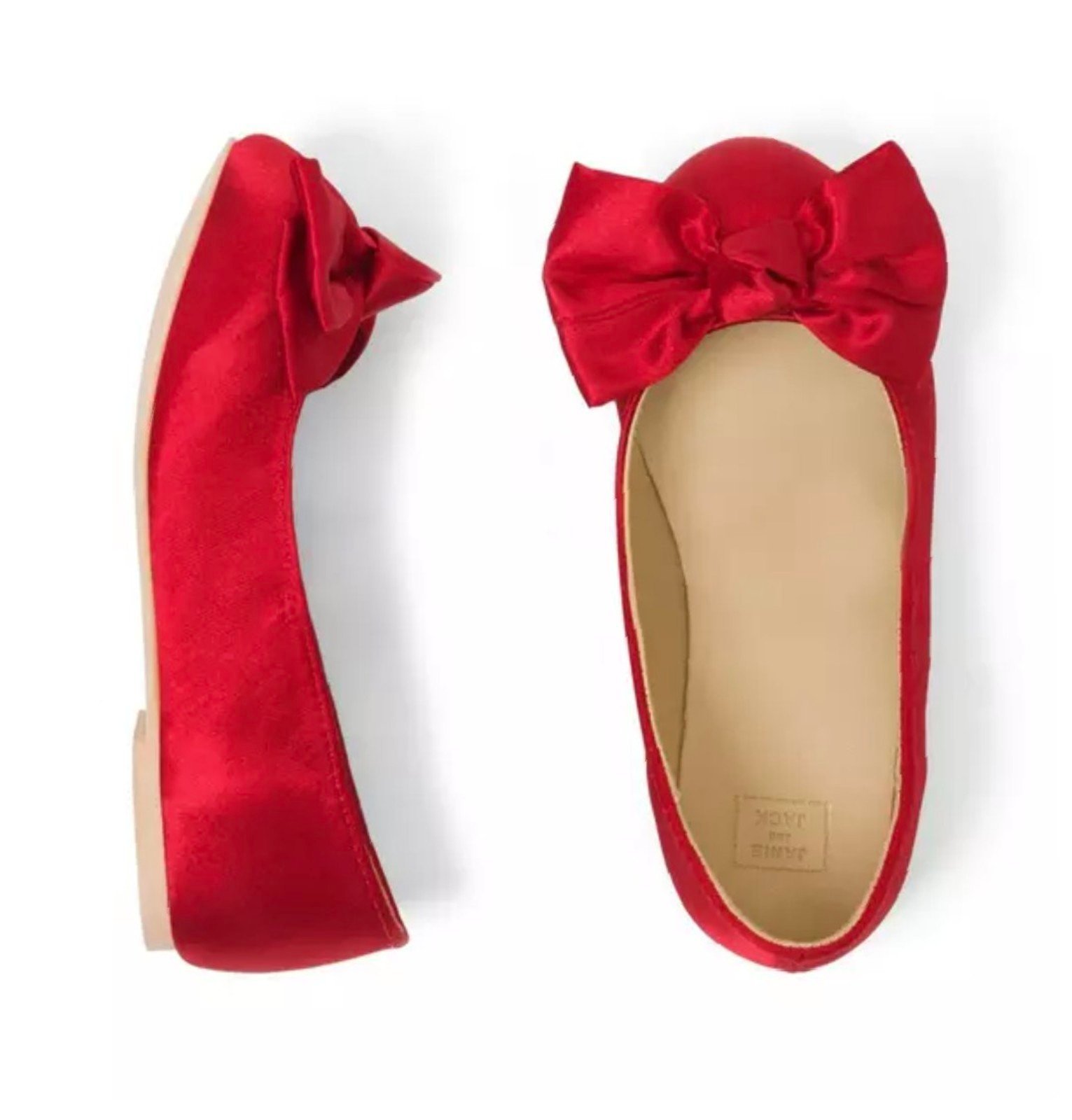 Janie and Jack Red SATIN BOW FLAT  Toddler 9
