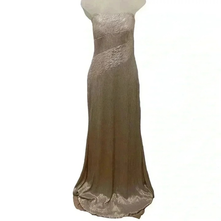 Rene Ruiz Collection Strapless Metallic Gown Size 14