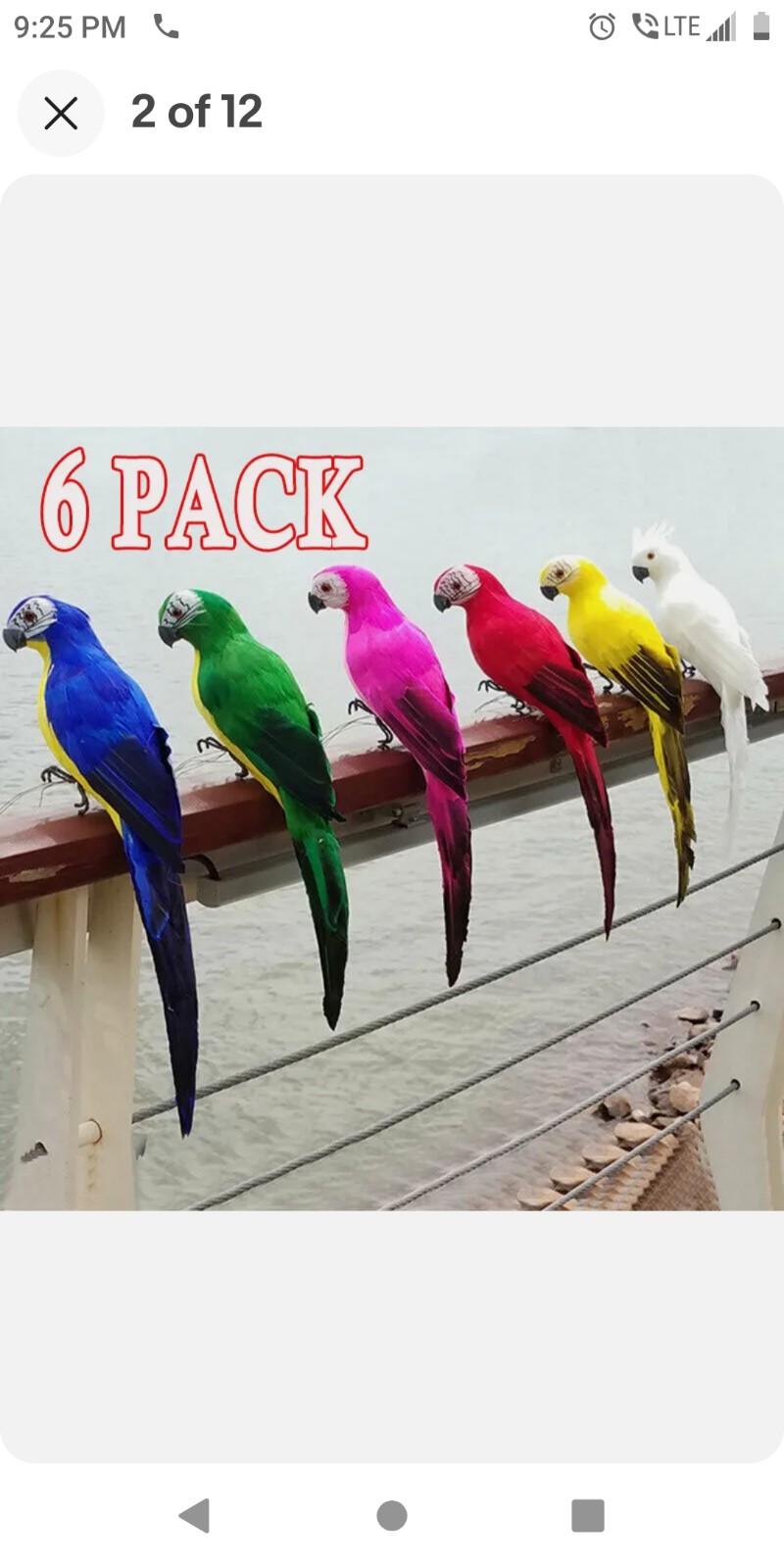 6Pcs Artificial Parrot Simulation Fake Birds Home Garden Yards Lawn Decor 25CM