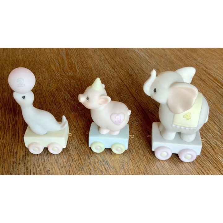 Precious Moments Vintage Lot 2-4 Birthday Train Set of 3 - Ages 2 3 & 4 Euc