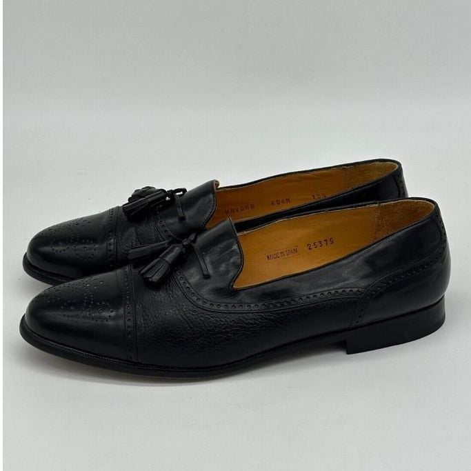Meglan Spain Tassel Oxford Dress Loafers Leather Shoes Mens 10.5M Black 25375
