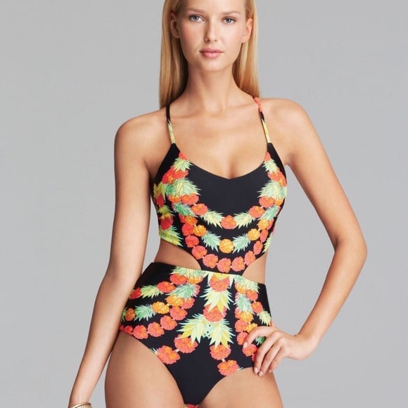 nwt Mara Hoffman Garlands Lace-up Swimsuit XS