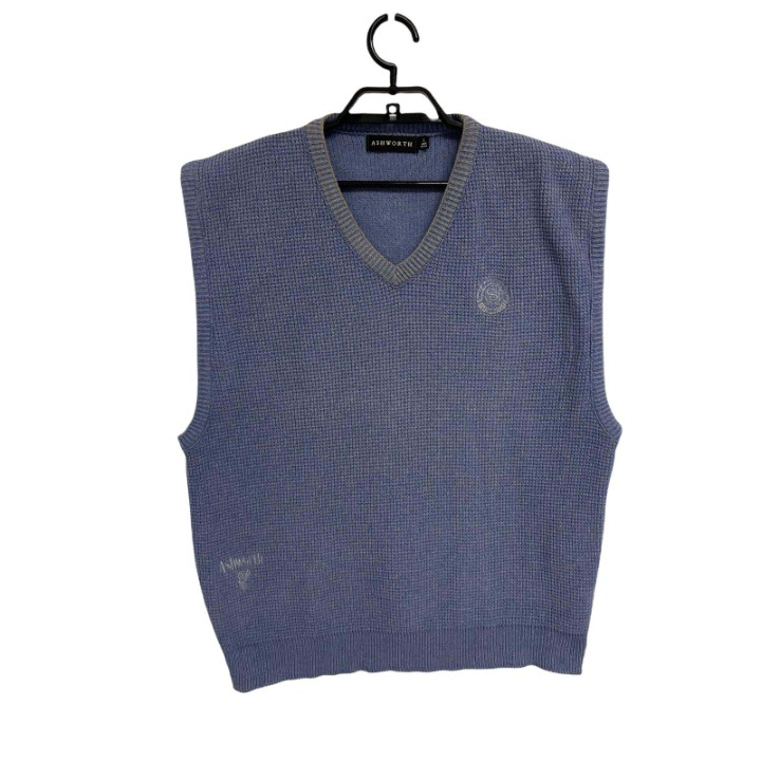 Ashworth Men's Sleeveless V-Neck Blue Sweater Vest Size L