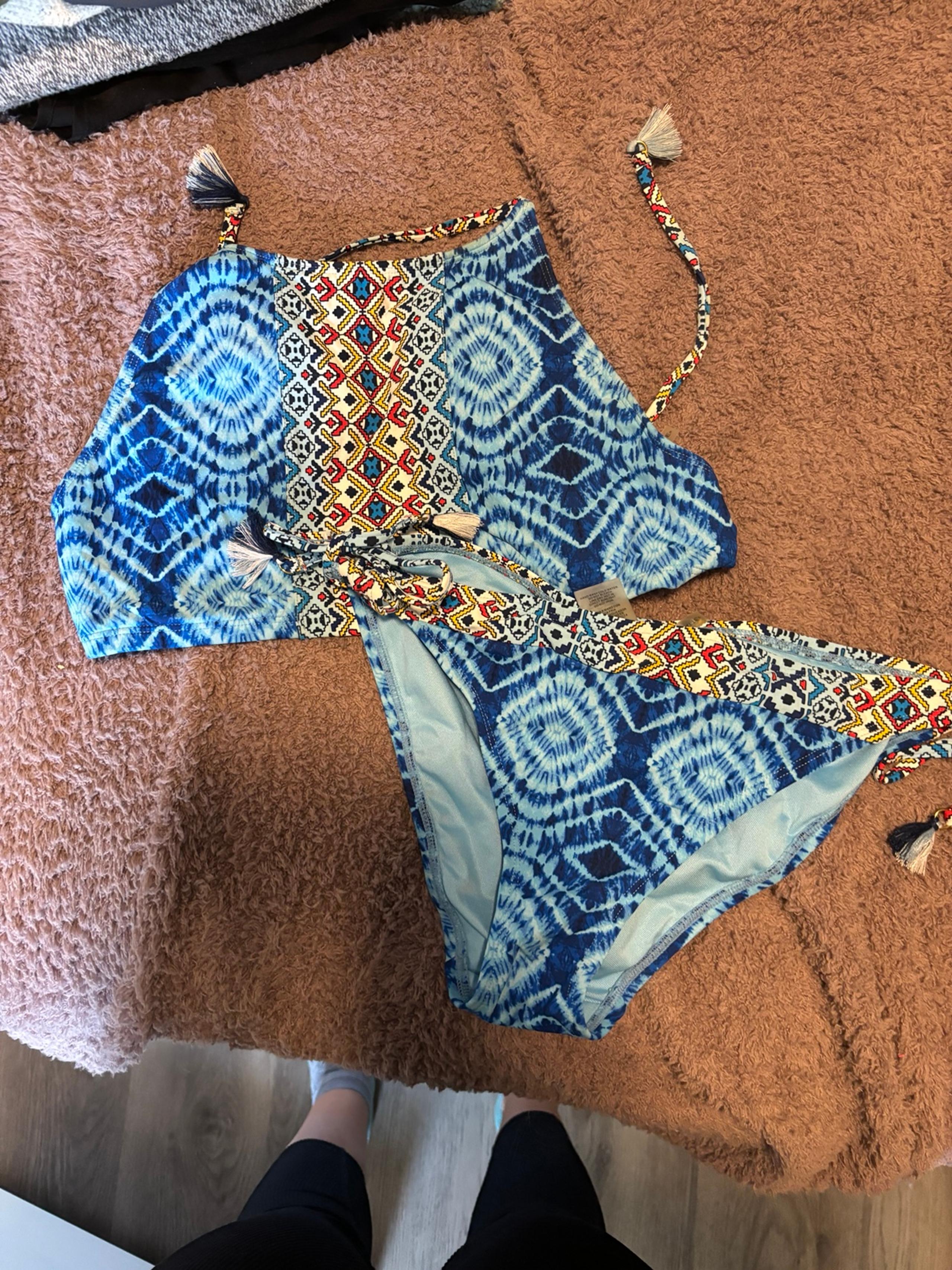 Blue Aztec bikini set