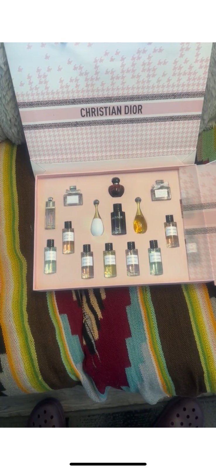 DIOR 16 piece Perfume Pink Houndstooth Most beautiful perfume set