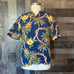 Caribbean pure silk Hawaiian button up shirt floral palm trees summer vacation
