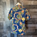 Caribbean pure silk Hawaiian button up shirt floral palm trees summer vacation