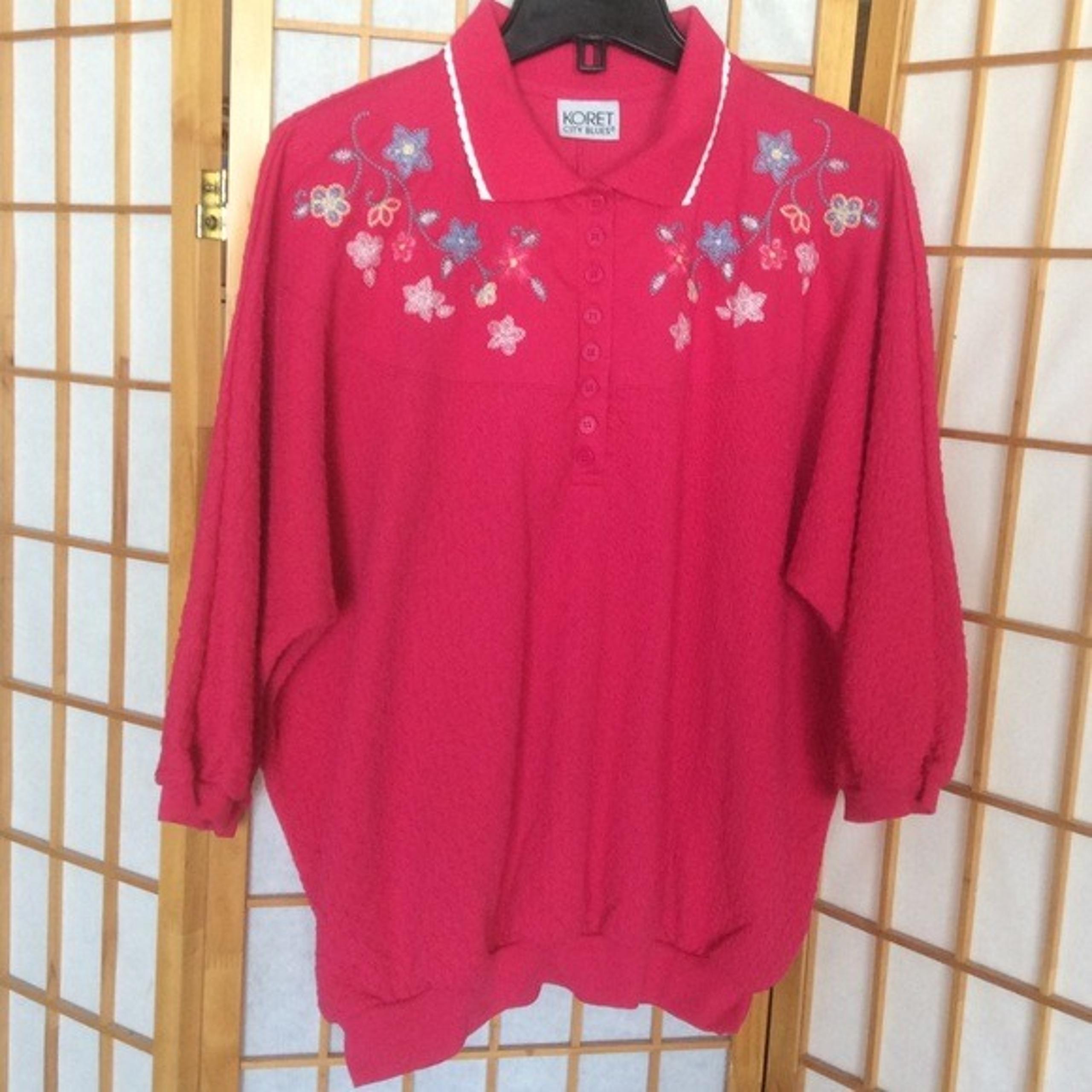 Koret City Blues Fuchsia Floral Top 2X